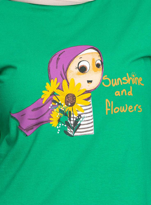 Green Printed Long - Sleeve Design 29 - Khotwh